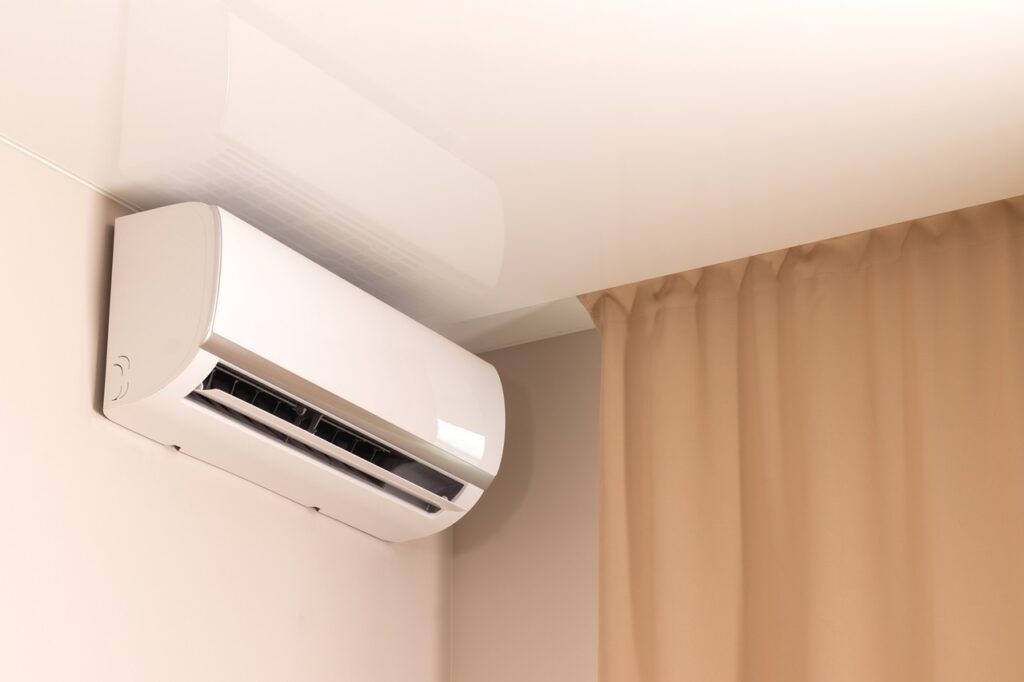 A mini split air conditioner installed on the wall, enhancing indoor comfort